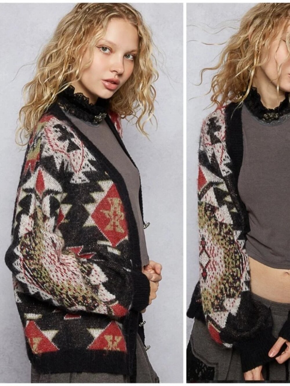 NWOT POL Aztec Cardigan Black Multi size- MEDIUM